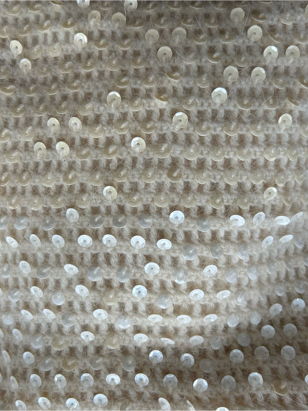 NWT WOMYN Ivory Sweater Knit Dress Sequins Sleeveless Lambs’ Wool & Angora Sz L - Picture 5 of 8